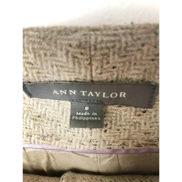 Ann Taylor Loft Capri 8 ANN Ivory Cream Crop Ankle Knot Pattern Wool - Picture 3 of 3